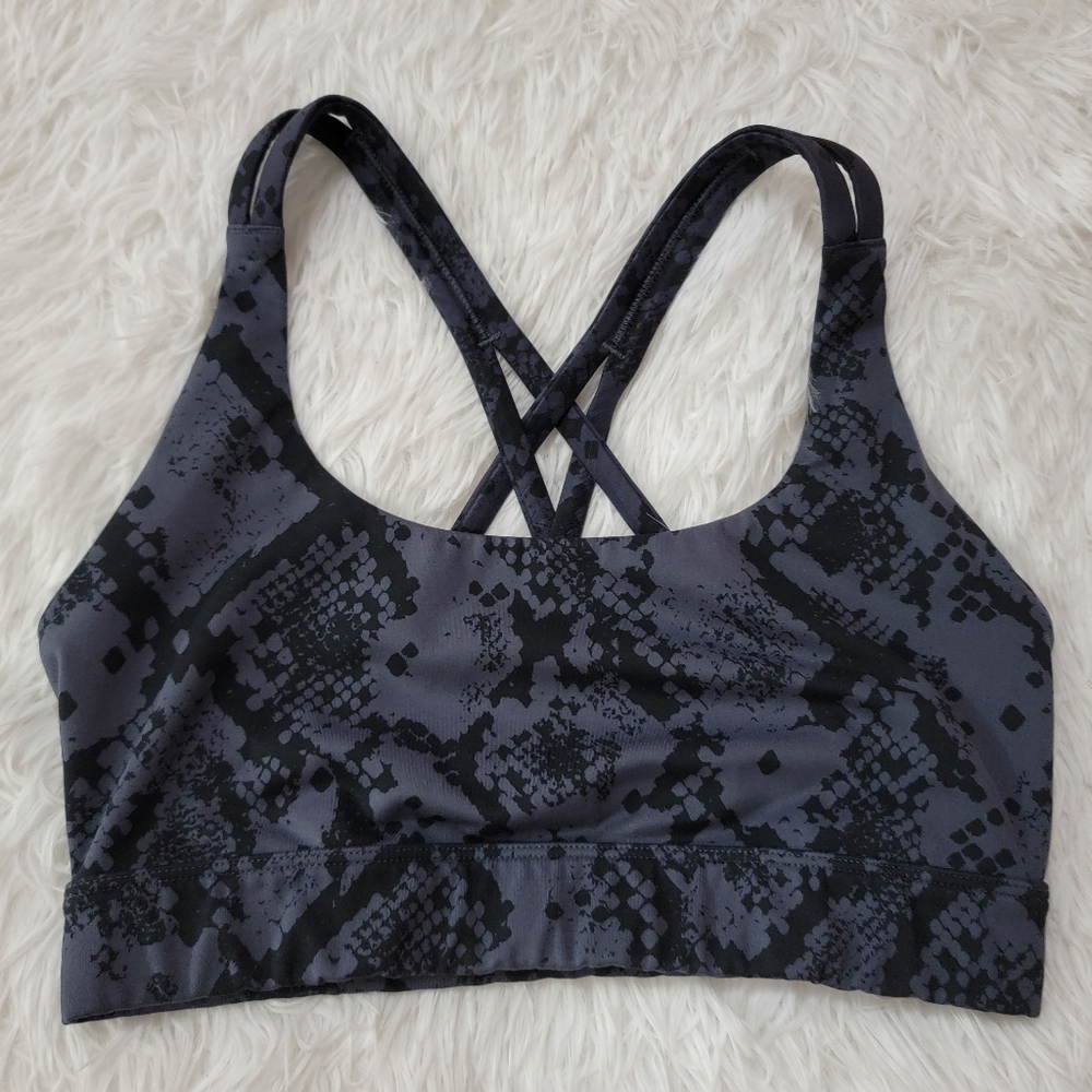 JoyLab Charcoal and Black Crisscross Sports Bra Small